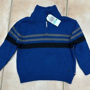 Nautica Kids Royal Blue Pullover with Black and Tan Stripes